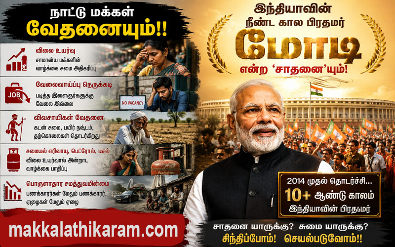 இந்தியாவின் நீண்ட கால பிரதமர் மோடி என்ற ‘சாதனை’யும்! நாட்டு மக்கள் வேதனையும்!!